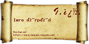 Imre Árpád névjegykártya